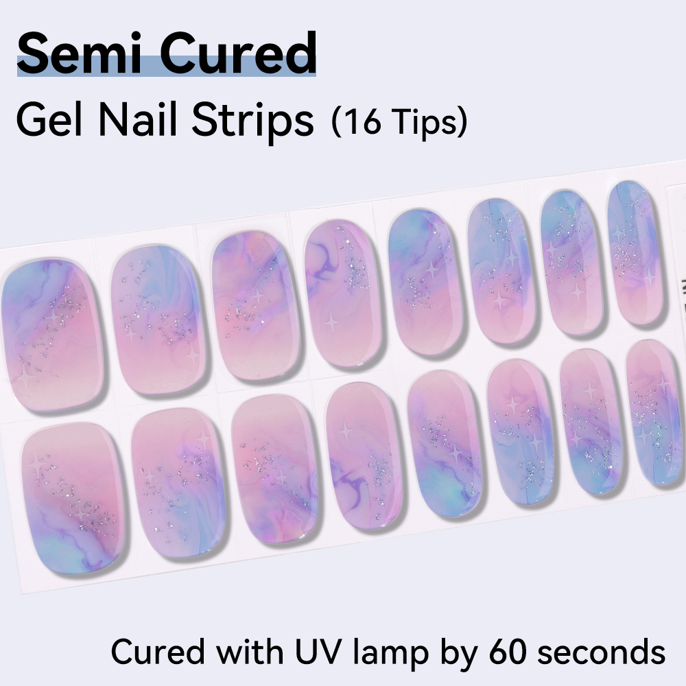 Semi-Cured Gel Nail Strips 16  - огляд і ціна Full Cover Adhesive
